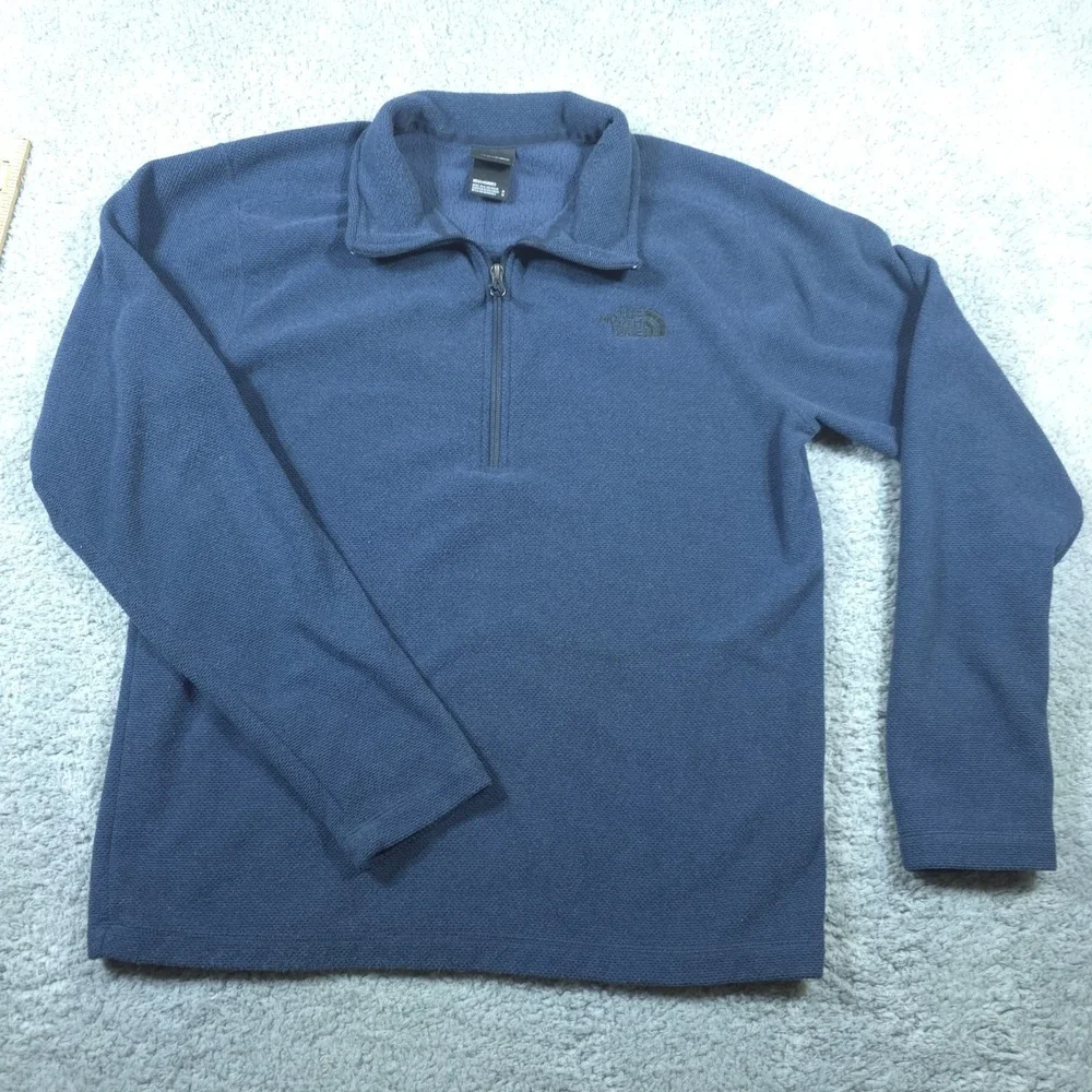 North Face Sweater Mens MD Blue‎ Fleece Outdoor Pullover Zip Sweatshirt Hiking